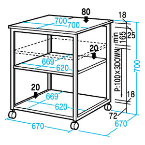 LPS-T104 �T�����T�v���C ���[�U�[�v�����^�X�^���h W700xD700xH700mm�̏��i�摜2