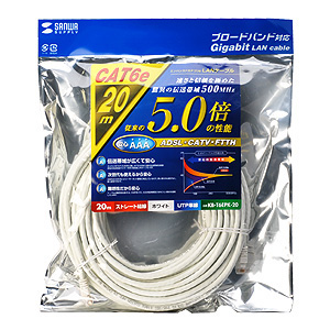 KB-T6EPK-20 �T�����T�v���C CAT6e LAN�P�[�u�� (�z���C�g) 20m �P���̏��i�摜2