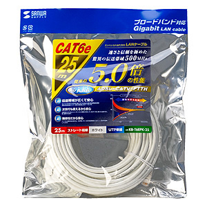 KB-T6EPK-25 �T�����T�v���C CAT6e LAN�P�[�u�� (�z���C�g) 25m �P���̏��i�摜2